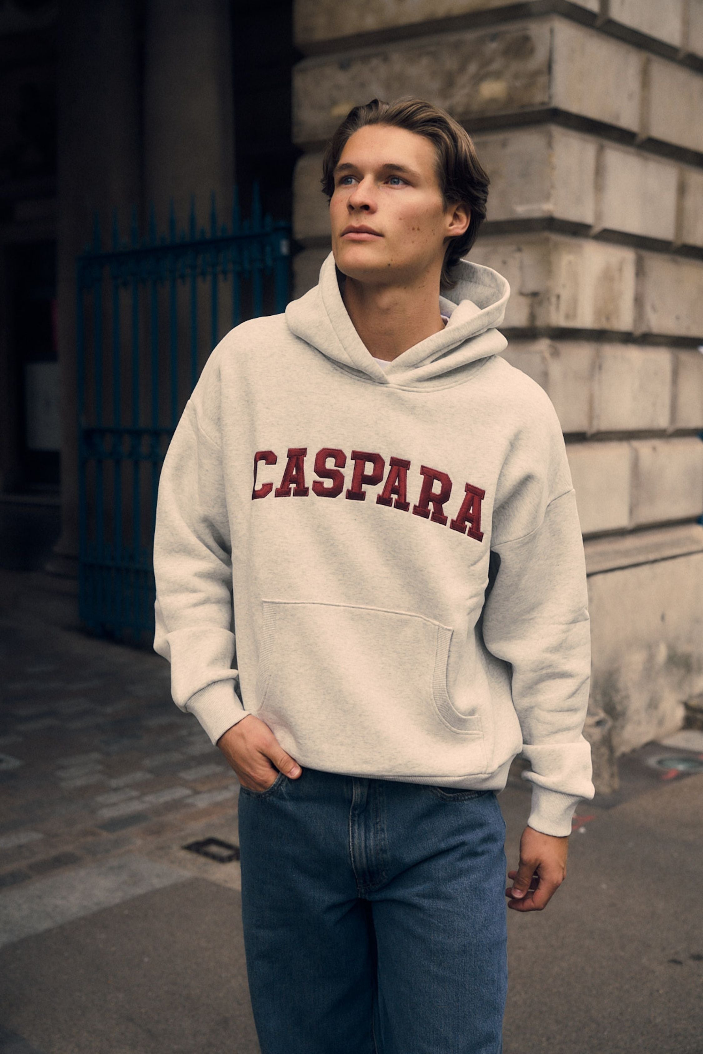 M. Varsity Hoodie - Grey/Burgundy